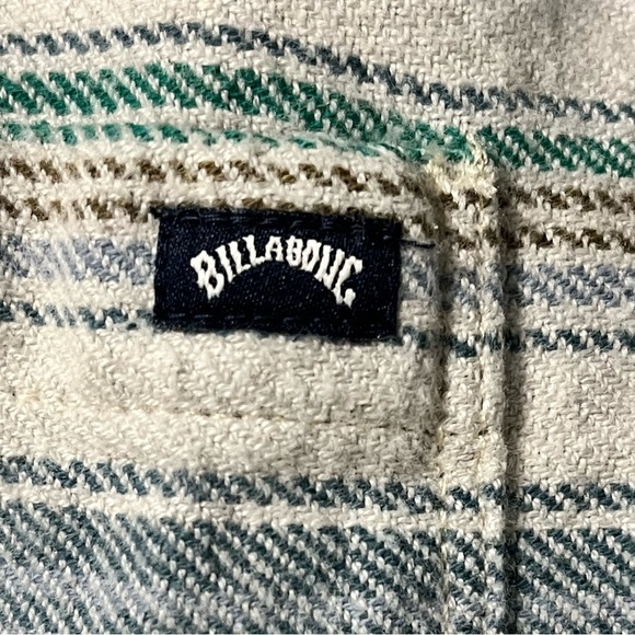 Billabong Men’s Hooded Button-Down Shirt Jacket  - Medium – Green Gray Striped - Picture 5 of 15